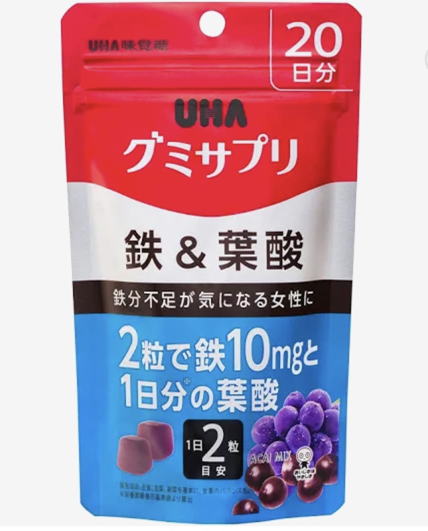 UHA Gumi Supplement – Iron & Folic Acid (Grape Flavor)