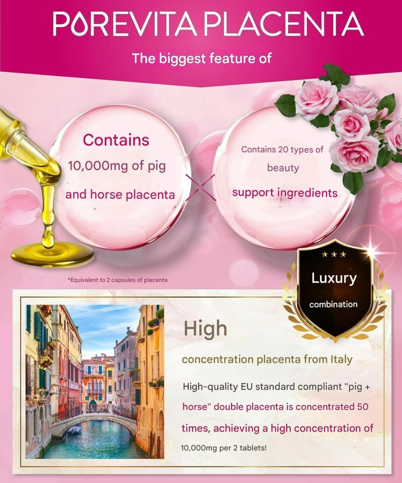 Pore Vita Placenta 10000 (Beauty Supplement)