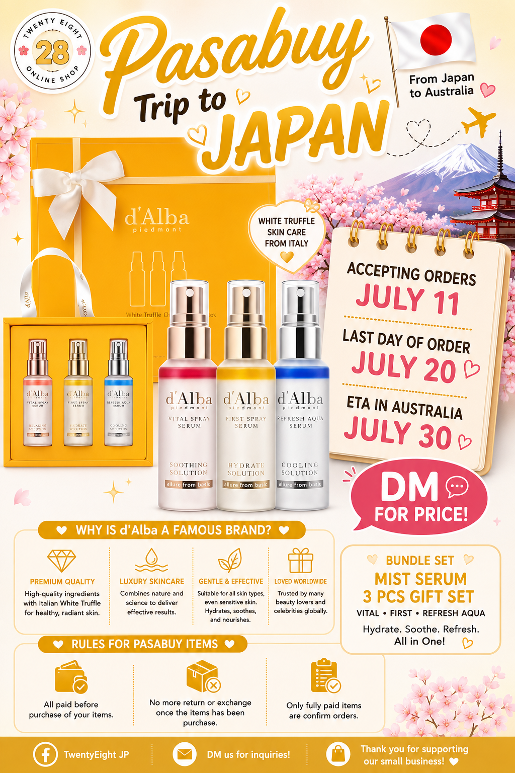 Japan Pasabuy D’Alba 3 piece mist Spray